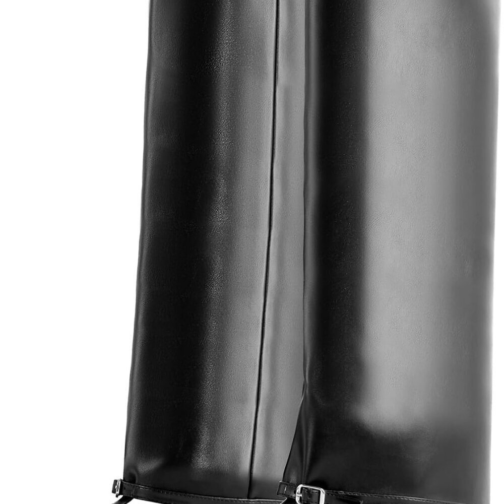 Women's Rubber Open Toe Boots Flip Flop Knee High Sandals Stiletto Heel